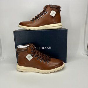 Cole Haan Men's Grand C36979 Brown Leather Lace Up Waterproof Ankle Boots Sz 10M